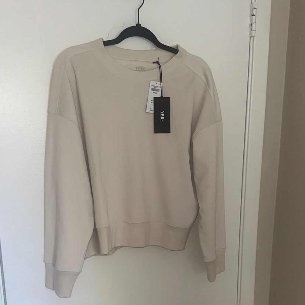 Abercrombie and Fitch YPB ribbed cream crew neck comfy sweater sweatshirt medium